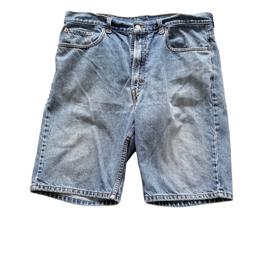 Levis 505 Regular Fit Denim Shorts Mens 36 Blue Medium Wash Vintage Cut Offs